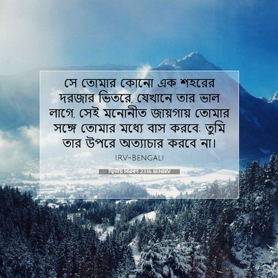 Picture 07 - দ্বিতীয় বিৱৰণ 23:16 BENIRV - সে তোমার কোনো এক - Bible Verse Picture
