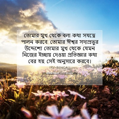 Picture 07 - দ্বিতীয় বিৱৰণ 23:23 BENIRV - তোমার মুখ থেকে বলা - Bible Verse Picture