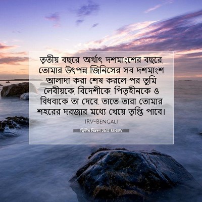 Picture 07 - দ্বিতীয় বিৱৰণ 26:12 BENIRV - তৃতীয় বছরে, - Bible Verse Picture