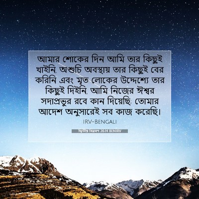 Picture 07 - দ্বিতীয় বিৱৰণ 26:14 BENIRV - আমার শোকের দিন আমি - Bible Verse Picture