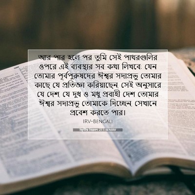 Picture 07 - দ্বিতীয় বিৱৰণ 27:3 BENIRV - আর পার হলে পর তুমি - Bible Verse Picture