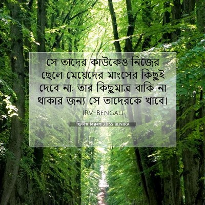 Picture 07 - দ্বিতীয় বিৱৰণ 28:55 BENIRV - সে তাদের কাউকেও - Bible Verse Picture