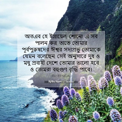 Picture 07 - দ্বিতীয় বিৱৰণ 6:3 BENIRV - অতএব হে ইস্রায়েল, - Bible Verse Picture