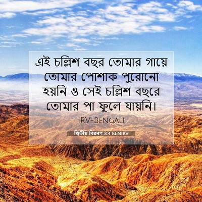 Picture 07 - দ্বিতীয় বিৱৰণ 8:4 BENIRV - এই চল্লিশ বছর - Bible Verse Picture