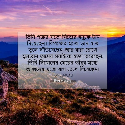 Picture 07 - বিলাপ 2:4 BENIRV - তিনি শত্রুর মতো - Bible Verse Picture