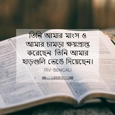 Picture 07 - বিলাপ 3:4 BENIRV - তিনি আমার মাংস ও - Bible Verse Picture