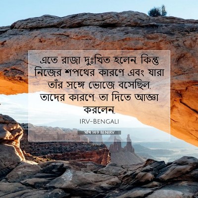 Picture 07 - মথি 14:9 BENIRV - এতে রাজা দুঃখিত - Bible Verse Picture