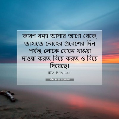 Picture 07 - মথি 24:38 BENIRV - কারণ বন্যা আসার - Bible Verse Picture