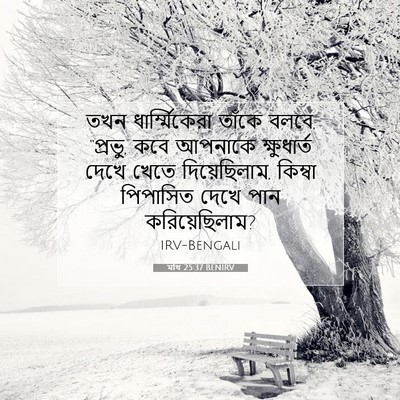 Picture 07 - মথি 25:37 BENIRV - তখন ধার্ম্মিকেরা - Bible Verse Picture
