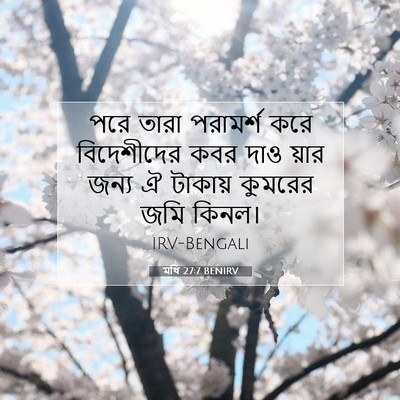 Picture 07 - মথি 27:7 BENIRV - পরে তারা পরামর্শ - Bible Verse Picture