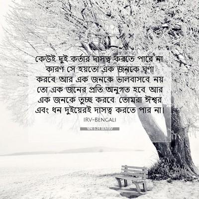 Picture 07 - মথি 6:24 BENIRV - কেউই দুই কর্তার - Bible Verse Picture