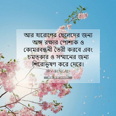 Picture 07 - যাত্ৰা 28:40 BENIRV - আর হারোণের - Bible Verse Picture