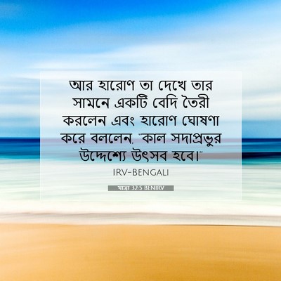 Picture 07 - যাত্ৰা 32:5 BENIRV - আর হারোণ তা দেখে - Bible Verse Picture