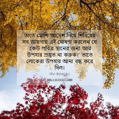 Picture 07 - যাত্ৰা 36:6 BENIRV - তাতে মোশি আদেশ - Bible Verse Picture