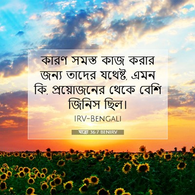 Picture 07 - যাত্ৰা 36:7 BENIRV - কারণ সমস্ত কাজ - Bible Verse Picture
