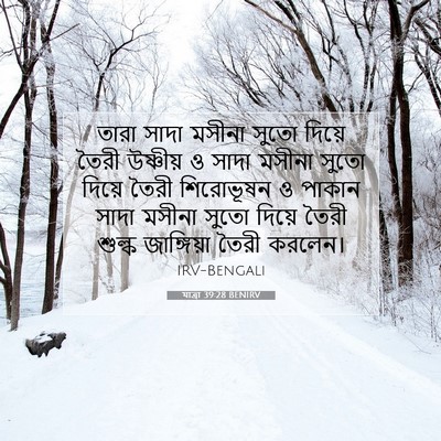Picture 07 - যাত্ৰা 39:28 BENIRV - তারা সাদা মসীনা - Bible Verse Picture