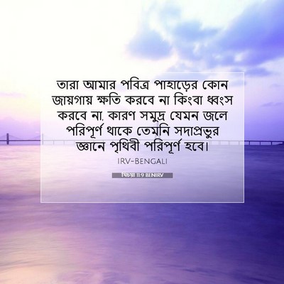 Picture 07 - যিচয়া 11:9 BENIRV - তারা আমার পবিত্র - Bible Verse Picture