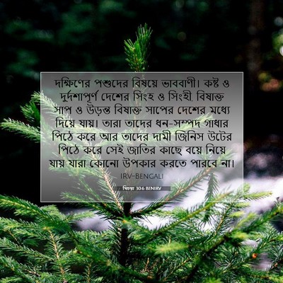 Picture 07 - যিচয়া 30:6 BENIRV - দক্ষিণের পশুদের - Bible Verse Picture