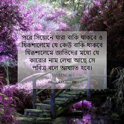 Picture 07 - যিচয়া 4:3 BENIRV - পরে সিয়োনে যারা - Bible Verse Picture
