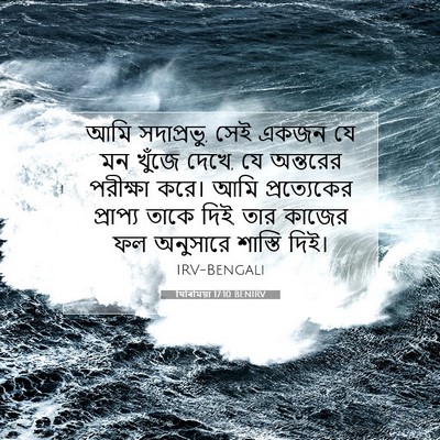 Picture 07 - যিৰিমিয়া 17:10 BENIRV - আমি সদাপ্রভু, সেই - Bible Verse Picture
