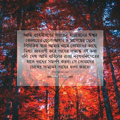 Picture 07 - যিৰিমিয়া 29:21 BENIRV - আমি, বাহিনীগণের - Bible Verse Picture