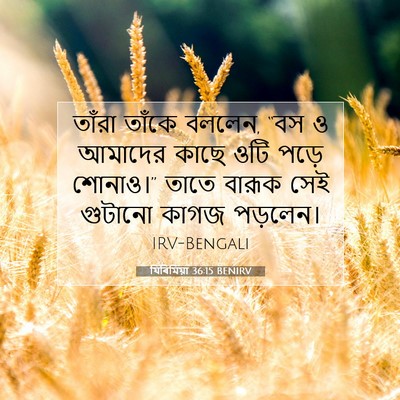 Picture 07 - যিৰিমিয়া 36:15 BENIRV - তাঁরা তাঁকে বললেন, - Bible Verse Picture