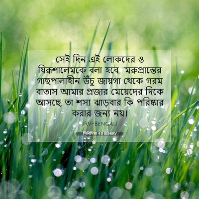 Picture 07 - যিৰিমিয়া 4:11 BENIRV - সেই দিন এই লোকদের ও - Bible Verse Picture