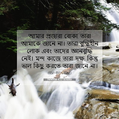 Picture 07 - যিৰিমিয়া 4:22 BENIRV - আমার প্রজারা বোকা, - Bible Verse Picture