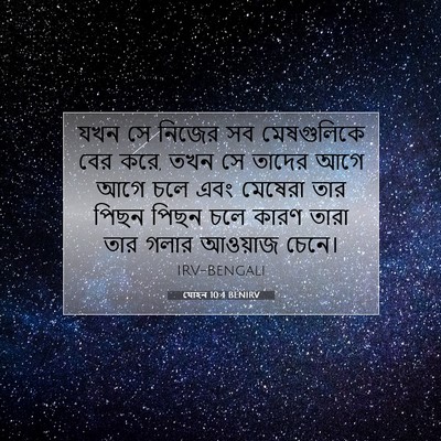 Picture 07 - যোহন 10:4 BENIRV - যখন সে নিজের সব - Bible Verse Picture