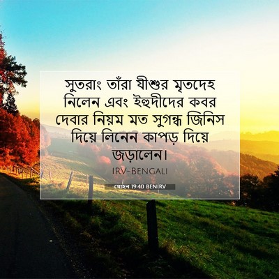 Picture 07 - যোহন 19:40 BENIRV - সুতরাং তাঁরা - Bible Verse Picture