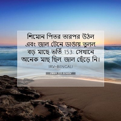 Picture 07 - যোহন 21:11 BENIRV - শিমোন পিতর তারপর - Bible Verse Picture