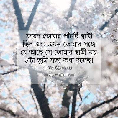 Picture 07 - যোহন 4:18 BENIRV - কারণ তোমার পাঁচটি - Bible Verse Picture