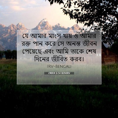 Picture 07 - যোহন 6:54 BENIRV - যে আমার মাংস খায় ও - Bible Verse Picture