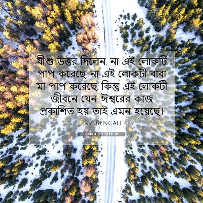 Picture 07 - যোহন 9:3 BENIRV - যীশু উত্তর দিলেন, - Bible Verse Picture