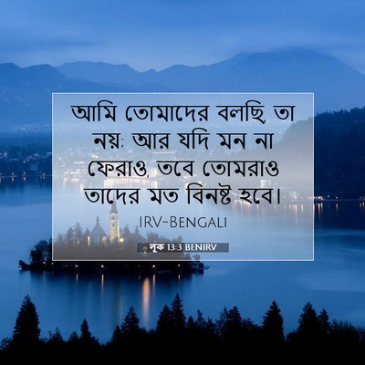 Picture 07 - লূক 13:3 BENIRV - আমি তোমাদের বলছি, - Bible Verse Picture