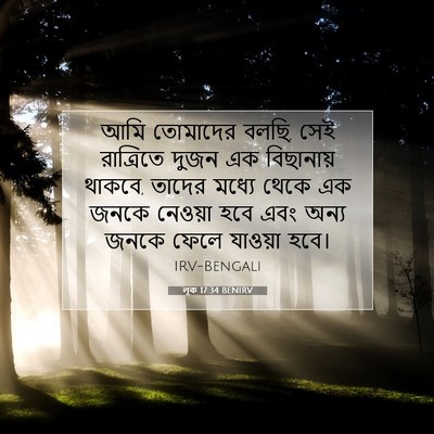 Picture 07 - লূক 17:34 BENIRV - আমি তোমাদের বলছি, - Bible Verse Picture