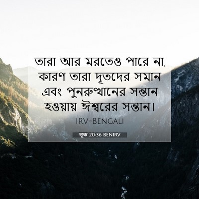 Picture 07 - লূক 20:36 BENIRV - তারা আর মরতেও পারে - Bible Verse Picture