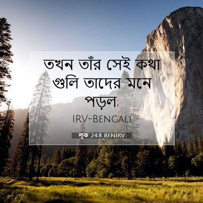 Picture 07 - লূক 24:8 BENIRV - তখন তাঁর সেই কথা - Bible Verse Picture