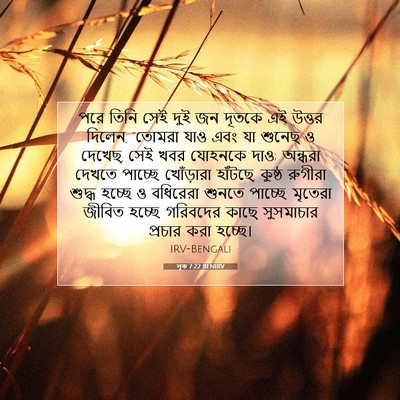 Picture 07 - লূক 7:22 BENIRV - পরে তিনি সেই দুই জন - Bible Verse Picture