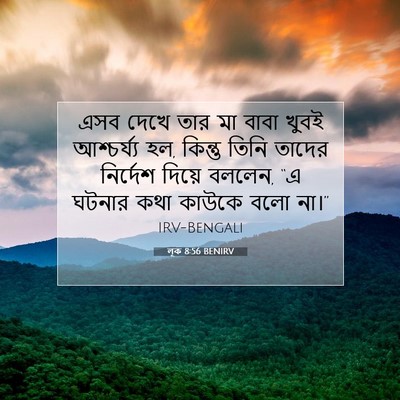 Picture 07 - লূক 8:56 BENIRV - এসব দেখে তার মা - Bible Verse Picture