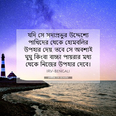 Picture 07 - লেবীয়া 1:14 BENIRV - যদি সে সদাপ্রভুর - Bible Verse Picture