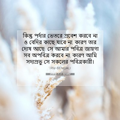 Picture 07 - লেবীয়া 21:23 BENIRV - কিন্তু পর্দার - Bible Verse Picture