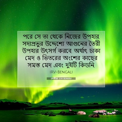 Picture 07 - লেবীয়া 3:14 BENIRV - পরে সে তা থেকে - Bible Verse Picture