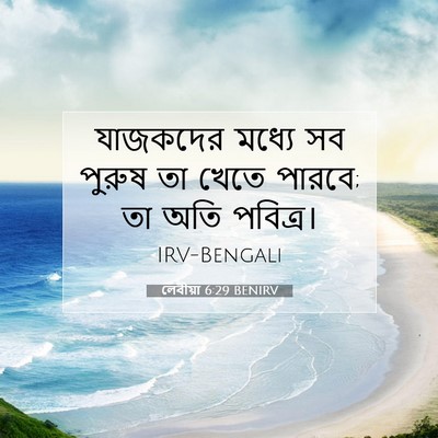 Picture 07 - লেবীয়া 6:29 BENIRV - যাজকদের মধ্যে সব - Bible Verse Picture