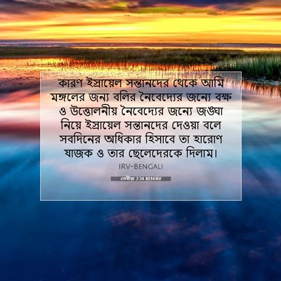 Picture 07 - লেবীয়া 7:34 BENIRV - কারণ ইস্রায়েল - Bible Verse Picture