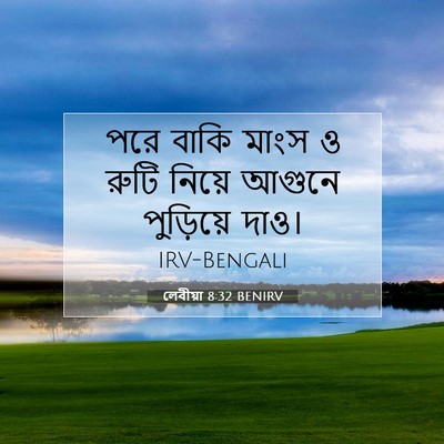 Picture 07 - লেবীয়া 8:32 BENIRV - পরে বাকি মাংস ও - Bible Verse Picture
