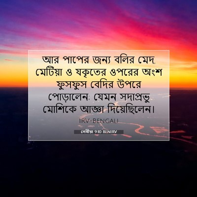 Picture 07 - লেবীয়া 9:10 BENIRV - আর পাপের জন্য বলির - Bible Verse Picture