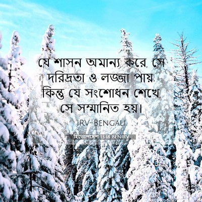 Picture 07 - হিতোপদেশ 13:18 BENIRV - যে শাসন অমান্য করে, - Bible Verse Picture