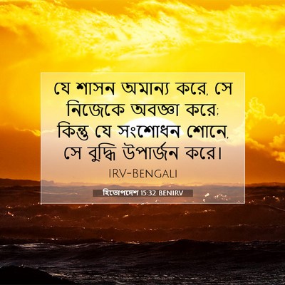 Picture 07 - হিতোপদেশ 15:32 BENIRV - যে শাসন অমান্য করে, - Bible Verse Picture