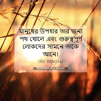 Picture 07 - হিতোপদেশ 18:16 BENIRV - মানুষের উপহার তার - Bible Verse Picture